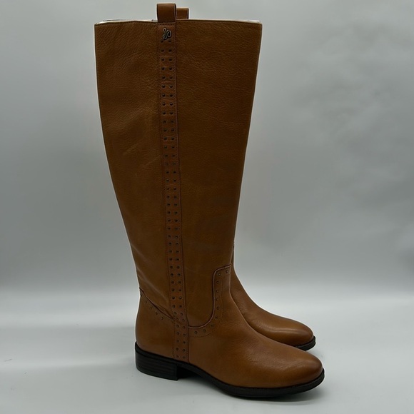 1278- Sam Edelman Prina2 Whiskey Lea Leather Boots Size 6 Wide Calf NWT - Picture 1 of 13